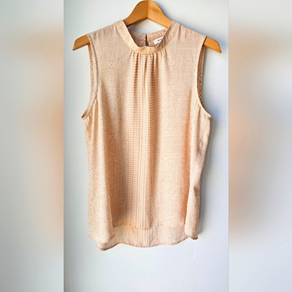 Rose+Olive Tops - ROSE+OLIVE Sleevles Blouse TOP Mockneck Polyester Beige White Size L